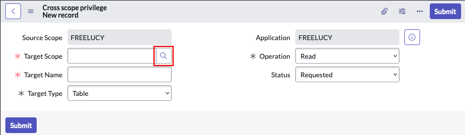New Application Cross-Scope Privilege record