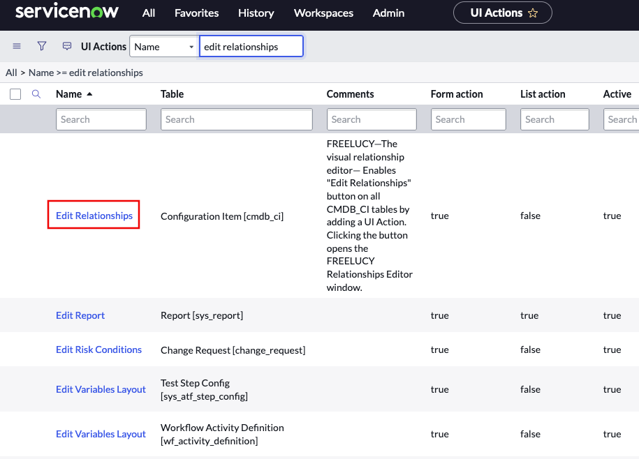 The Edit Relationships UI Action