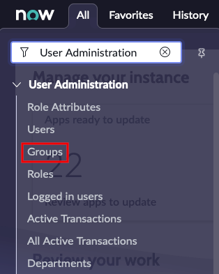 Open Groups under User Administration